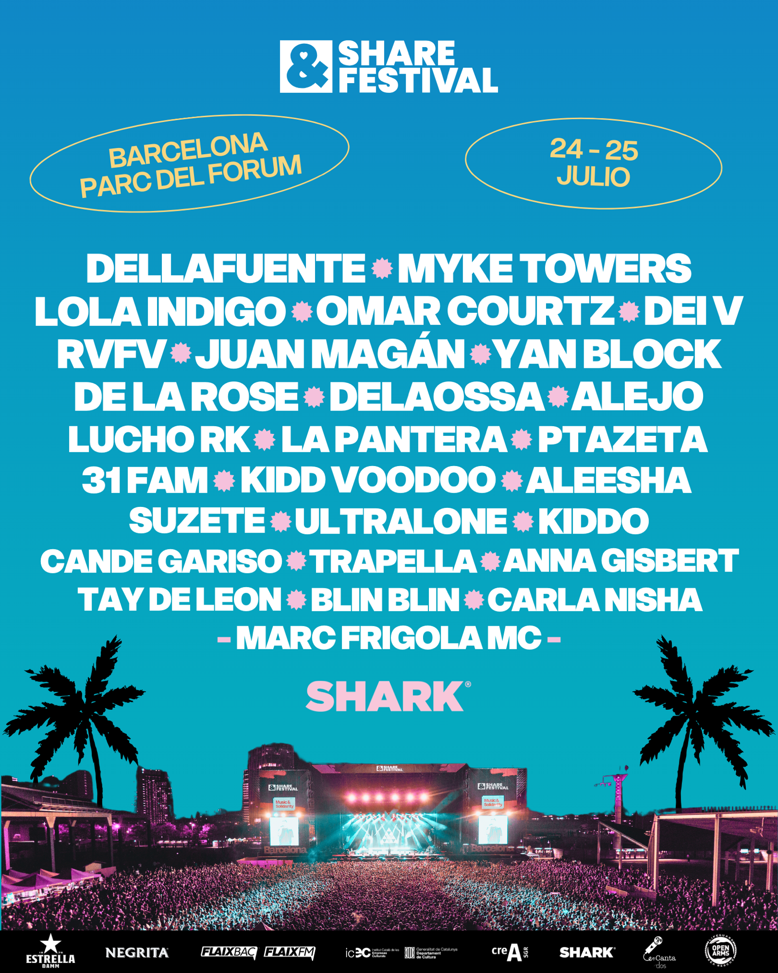 Share Festival 2026 anuncia a Dellafuente, Lola Indigo, Omar Courtz y Dei V en Barcelona